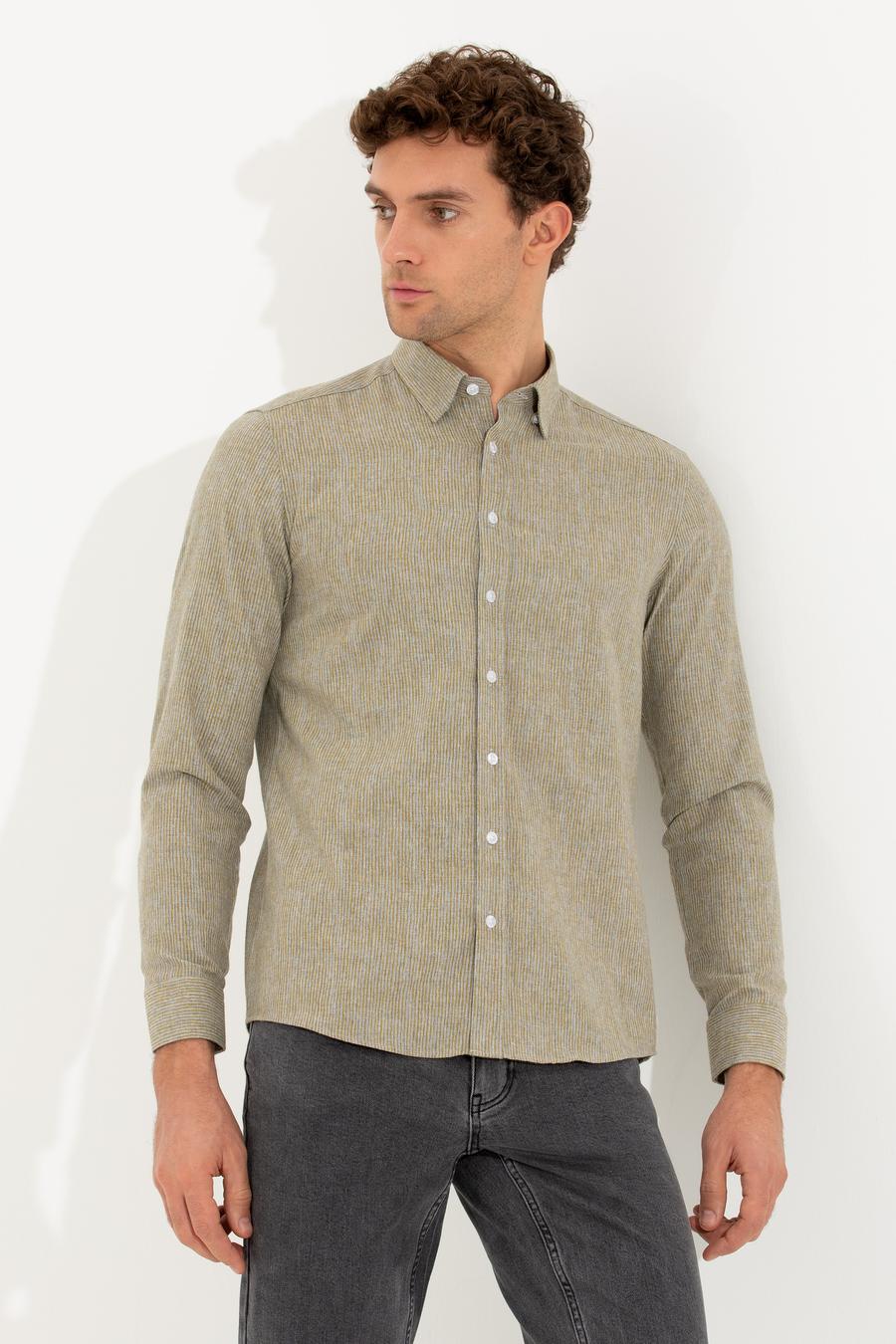 Hardal Slim Fit Uzun Kollu Gömlek - 50255618127