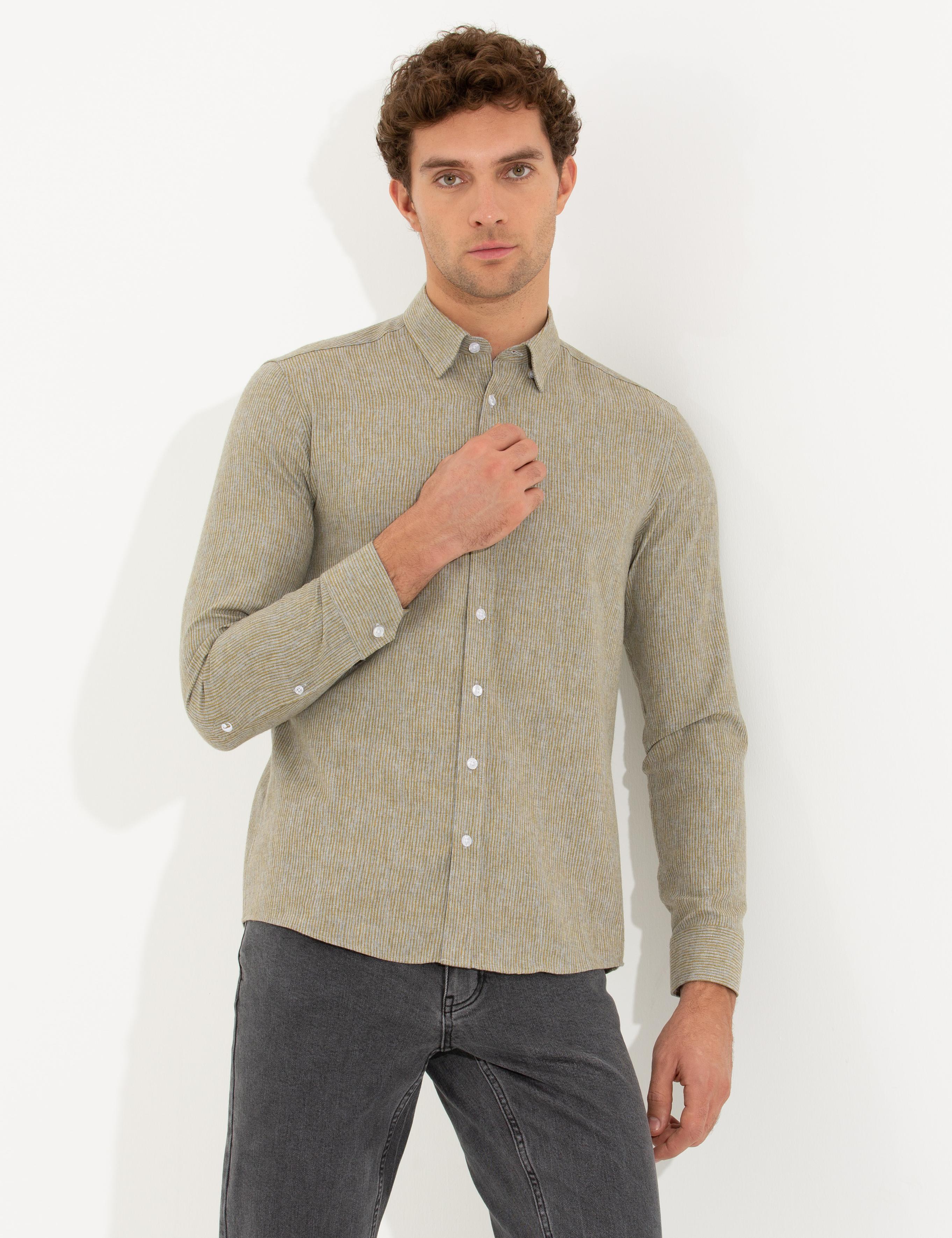 Hardal Slim Fit Uzun Kollu Gömlek - 50255618127