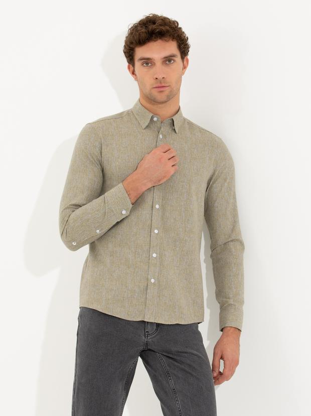 Hardal Slim Fit Uzun Kollu Gömlek