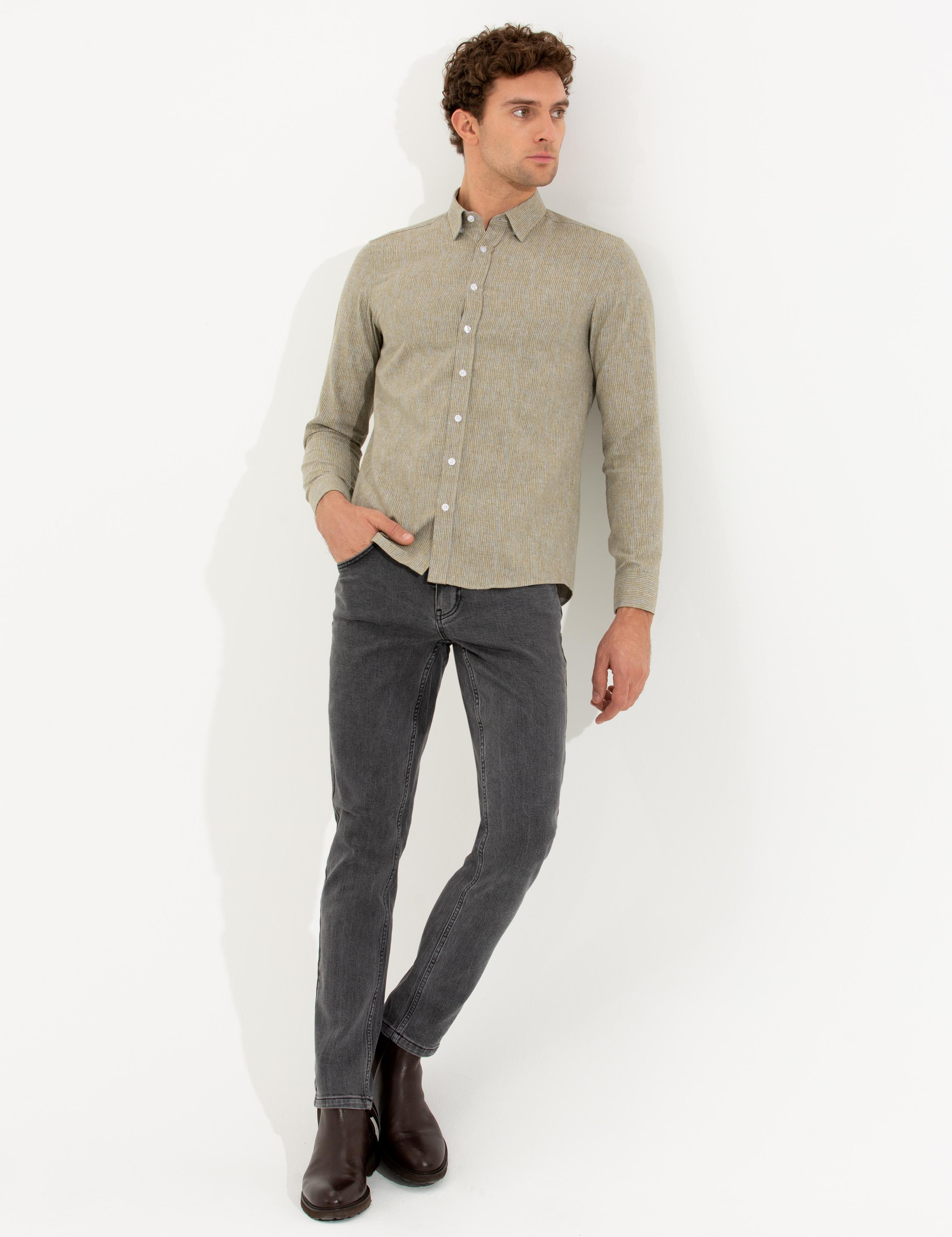 Hardal Slim Fit Uzun Kollu Gömlek - 50255618127