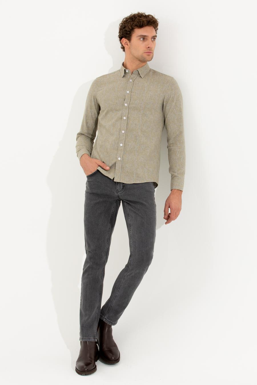 Hardal Slim Fit Uzun Kollu Gömlek - 50255618127