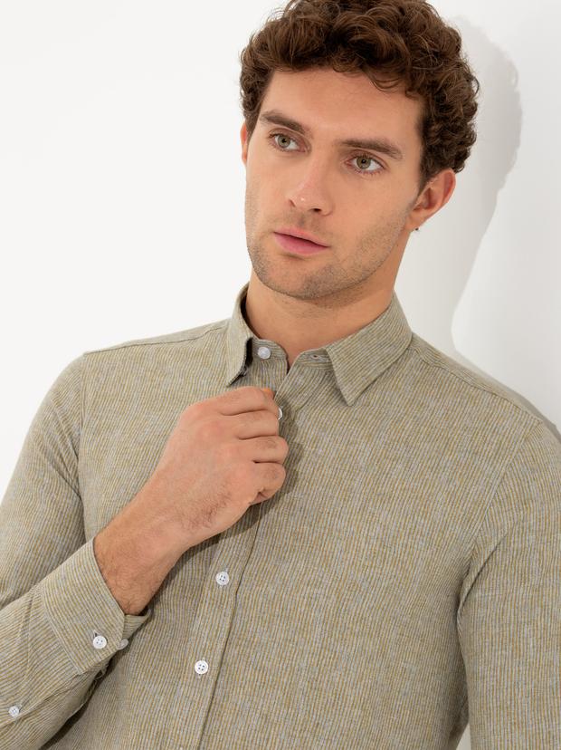 Hardal Slim Fit Uzun Kollu Gömlek