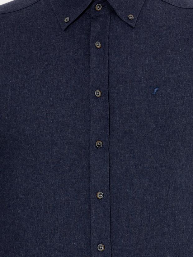 Lacivert Slim Fit Uzun Kollu Gömlek