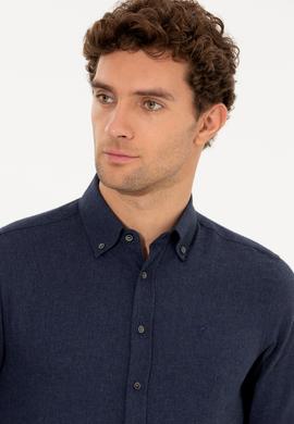 Lacivert Slim Fit Uzun Kollu Gömlek