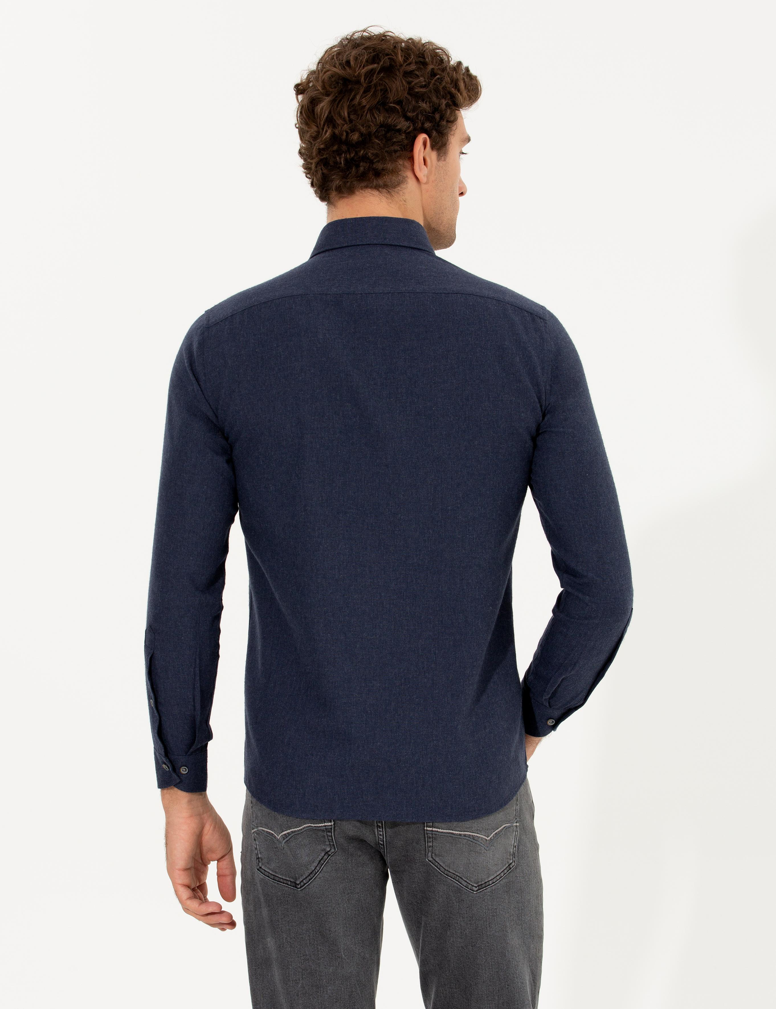 Lacivert Slim Fit Uzun Kollu Gömlek - 50256919239