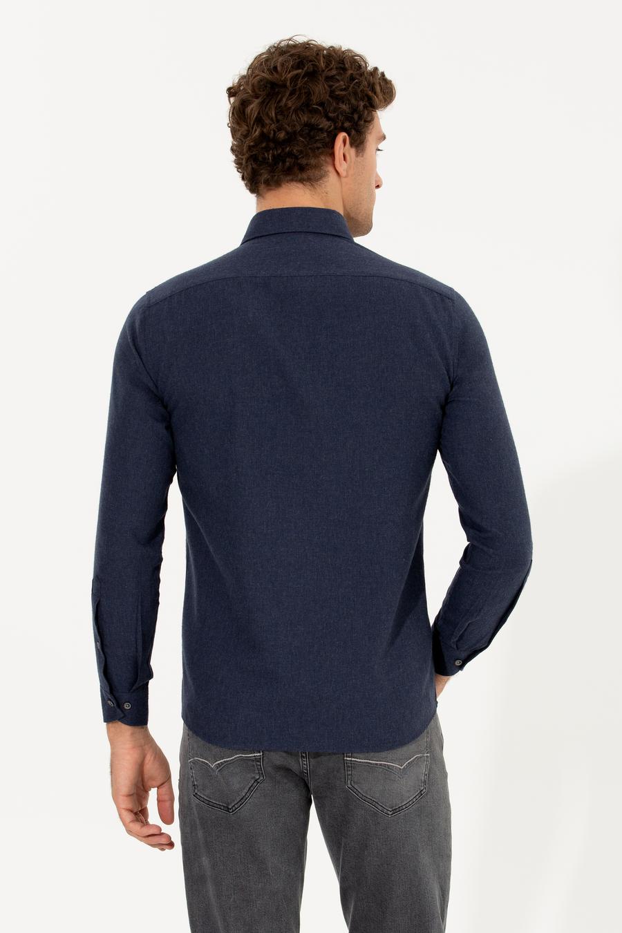 Lacivert Slim Fit Uzun Kollu Gömlek - 50256919239