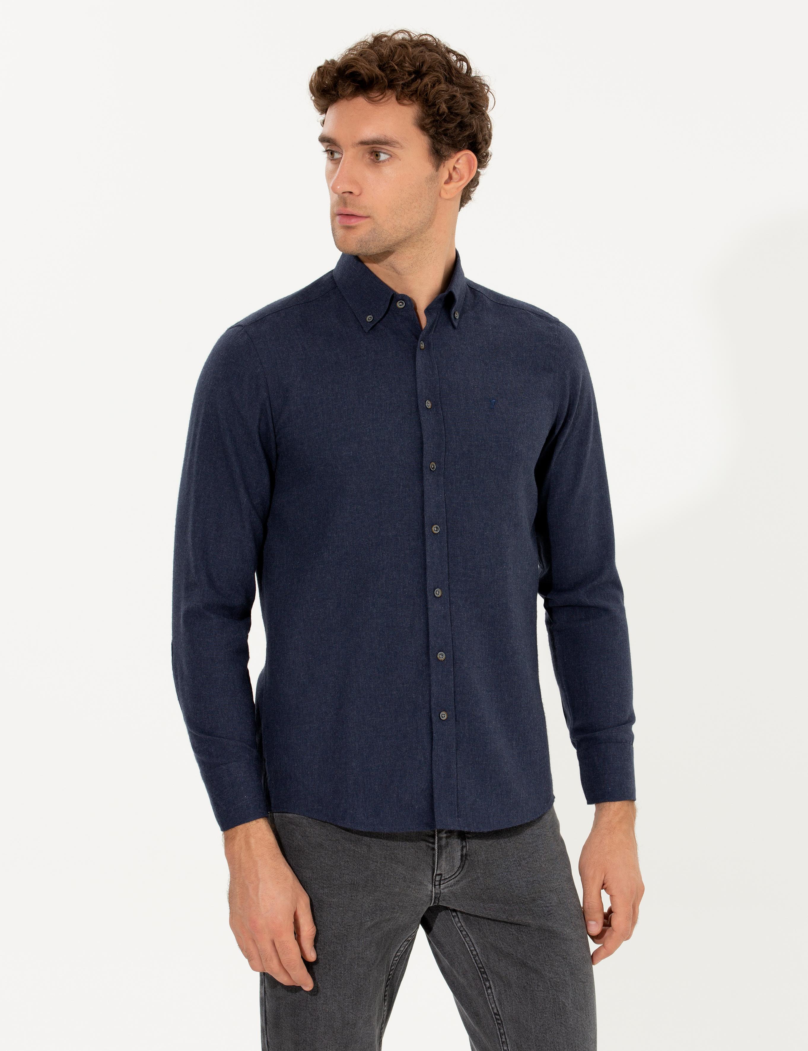 Lacivert Slim Fit Uzun Kollu Gömlek - 50256919239