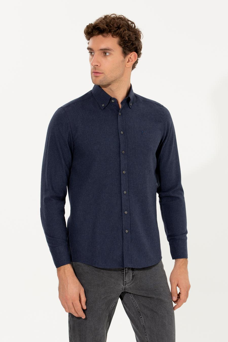 Lacivert Slim Fit Uzun Kollu Gömlek - 50256919239