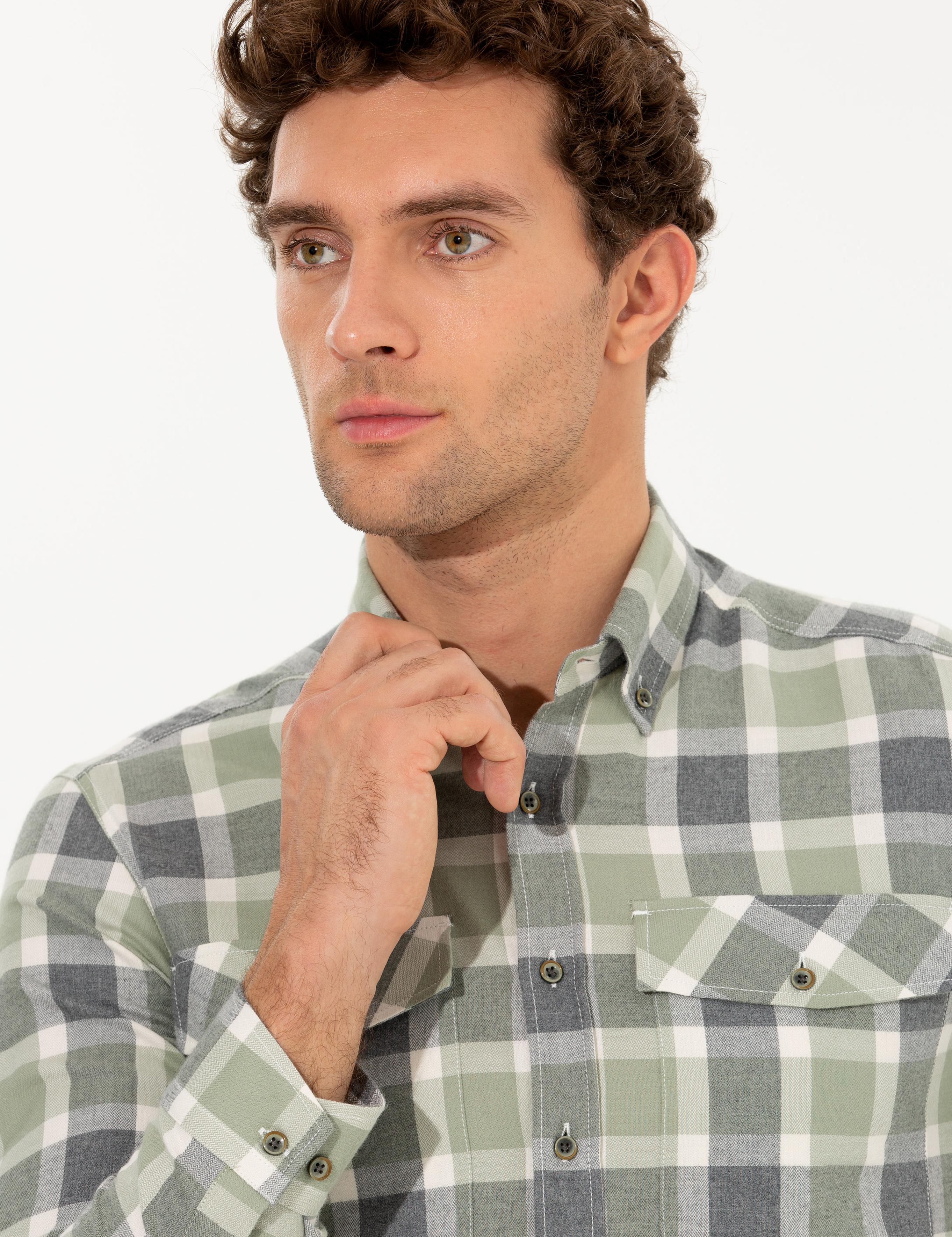 Yeşil Slim Fit Uzun Kollu Gömlek - 50256908020