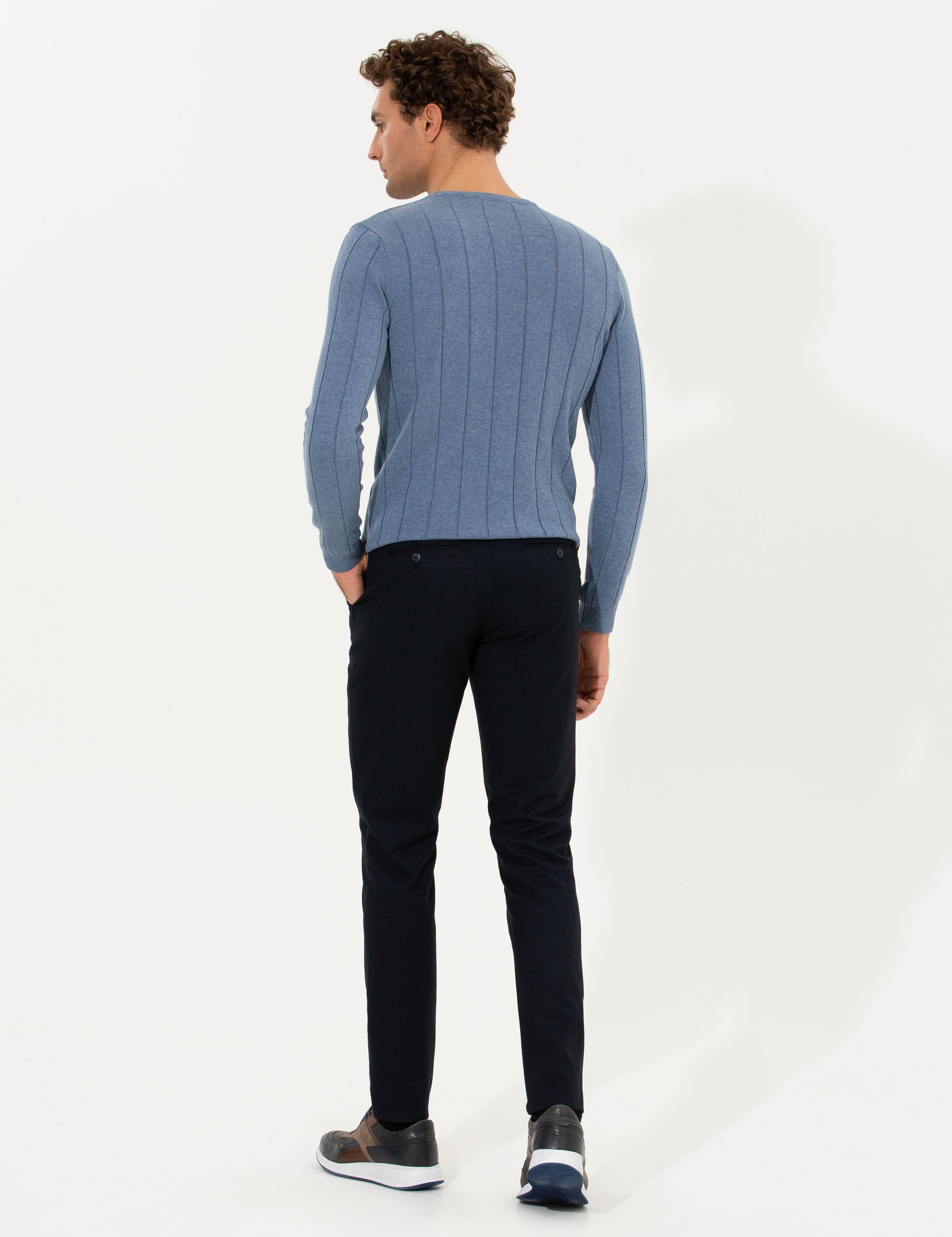 Lacivert Slim Fit Kanvas Pantolon - 50258499083