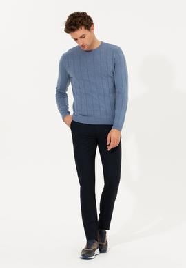 Lacivert Slim Fit Kanvas Pantolon