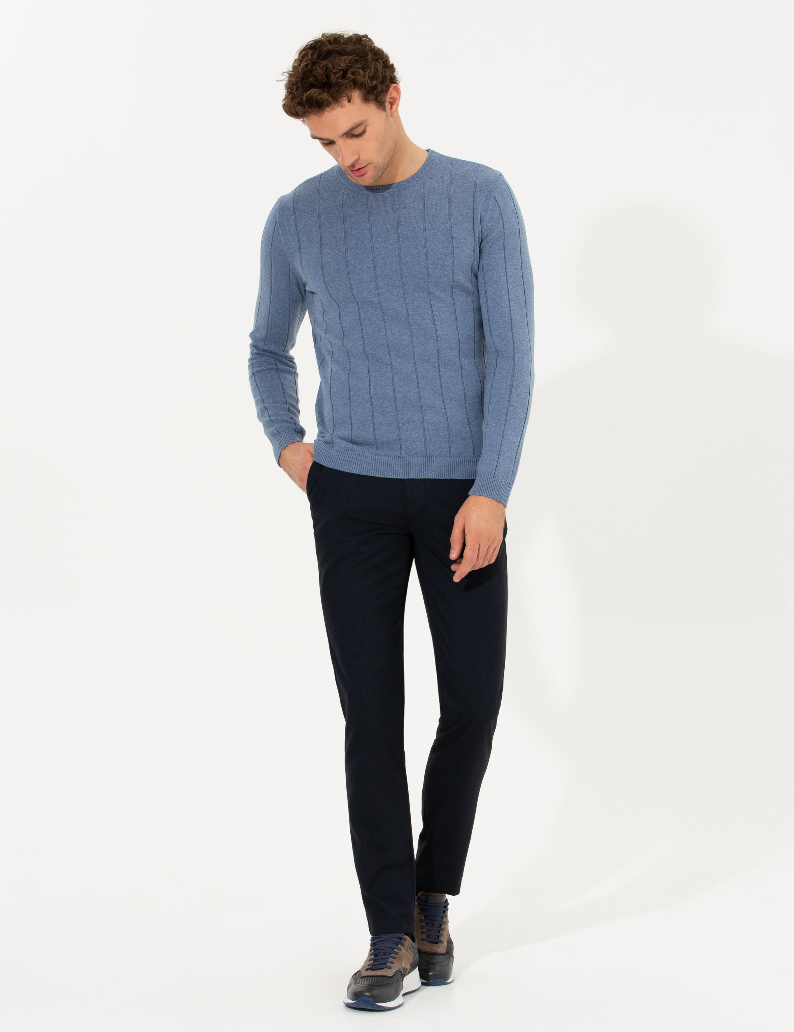 Lacivert Slim Fit Kanvas Pantolon - 50258499083