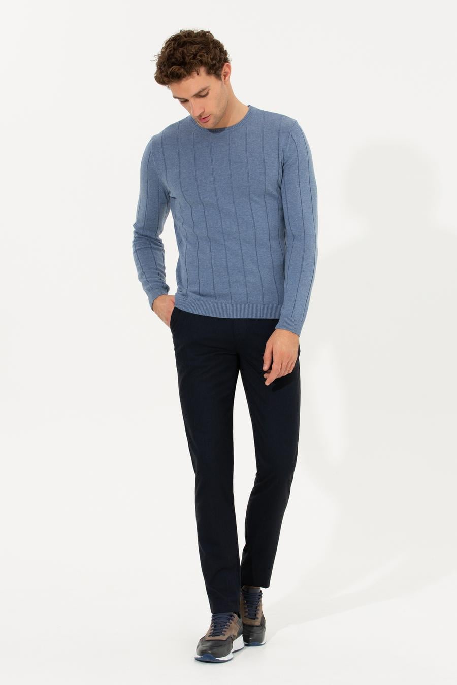 Lacivert Slim Fit Kanvas Pantolon - 50258499083