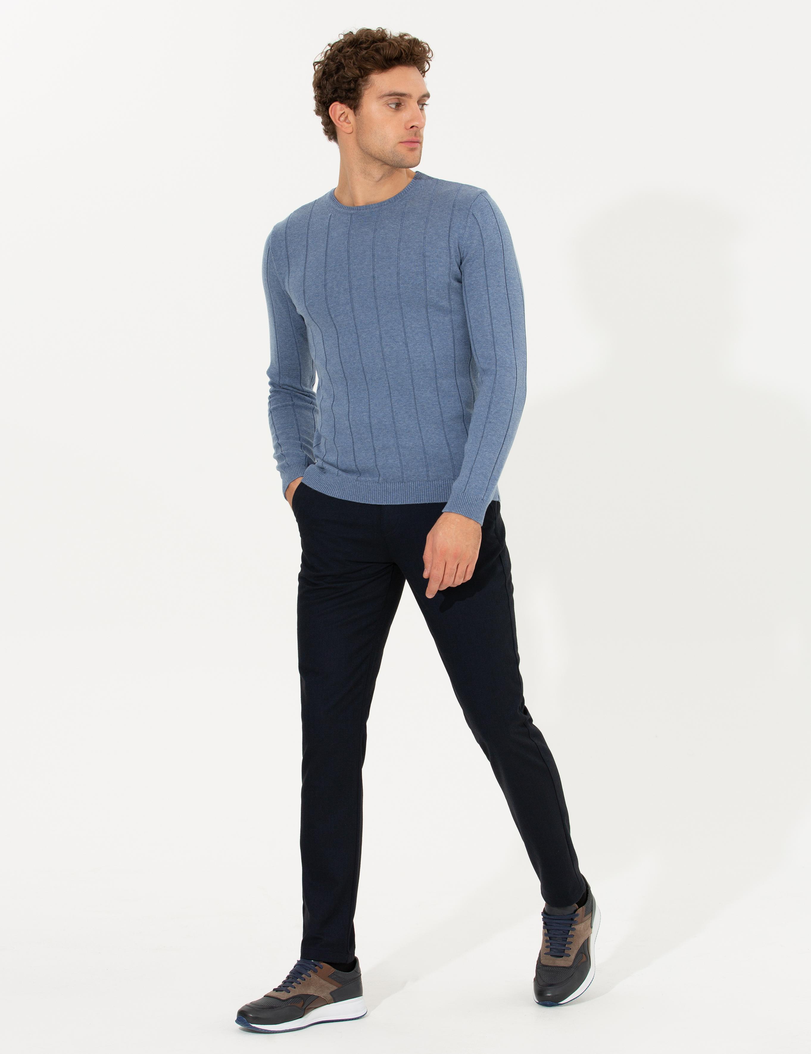 Lacivert Slim Fit Kanvas Pantolon - 50258499083