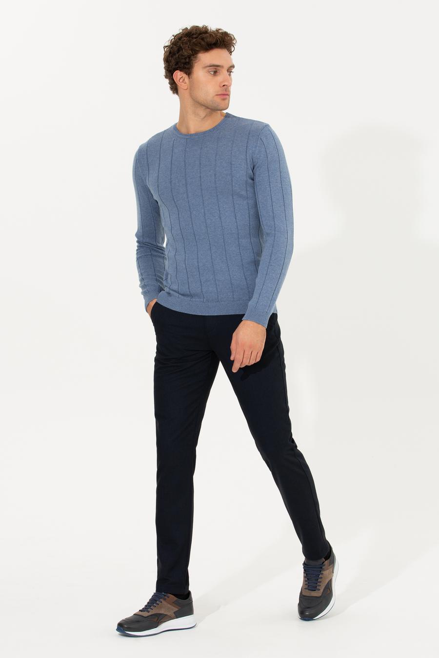 Lacivert Slim Fit Kanvas Pantolon - 50258499083