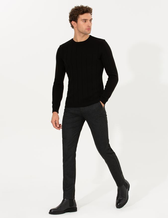 Siyah Slim Fit Kanvas Pantolon