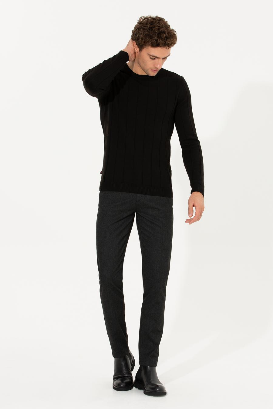 Siyah Slim Fit Kanvas Pantolon - 50258499113
