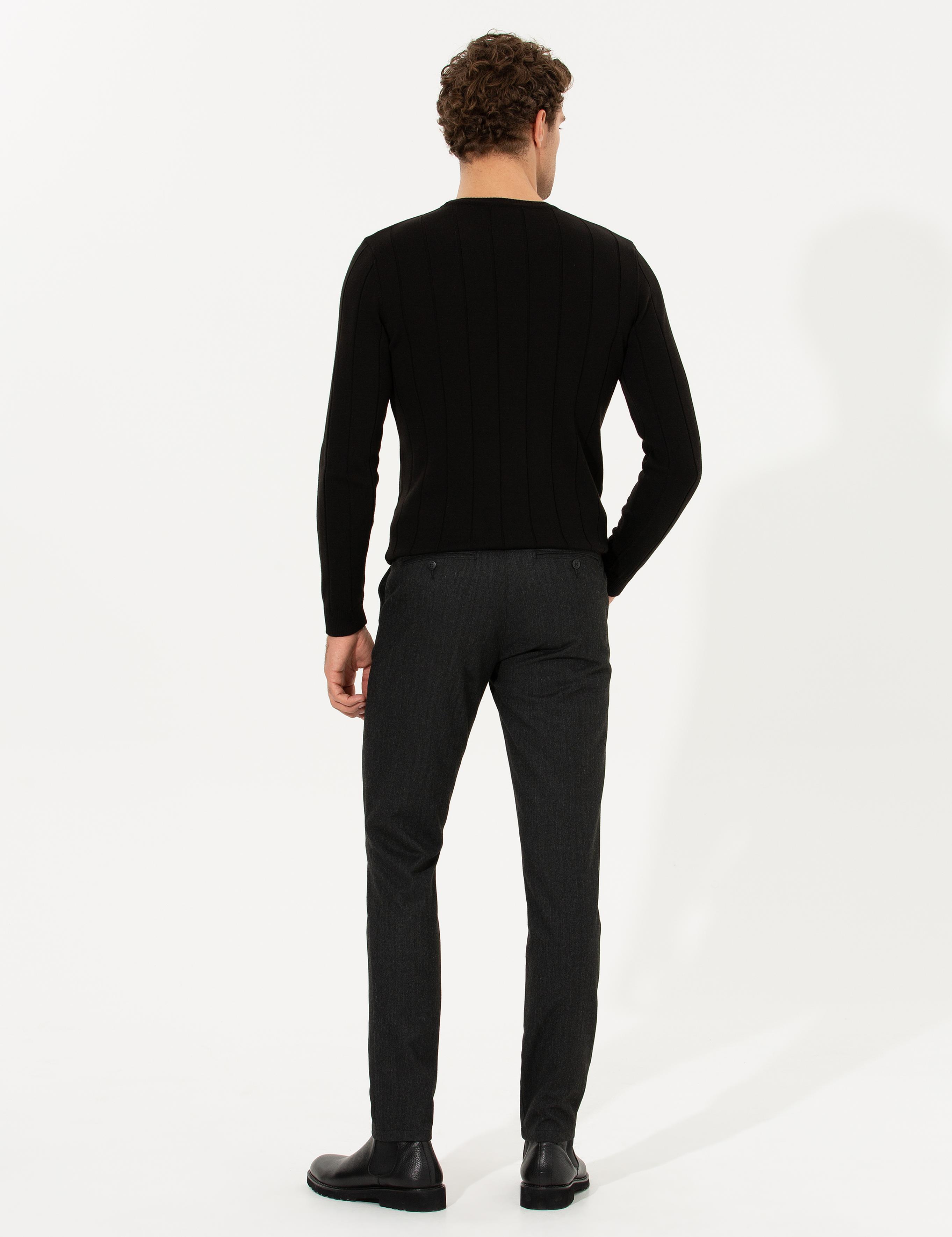 Siyah Slim Fit Kanvas Pantolon - 50258499113