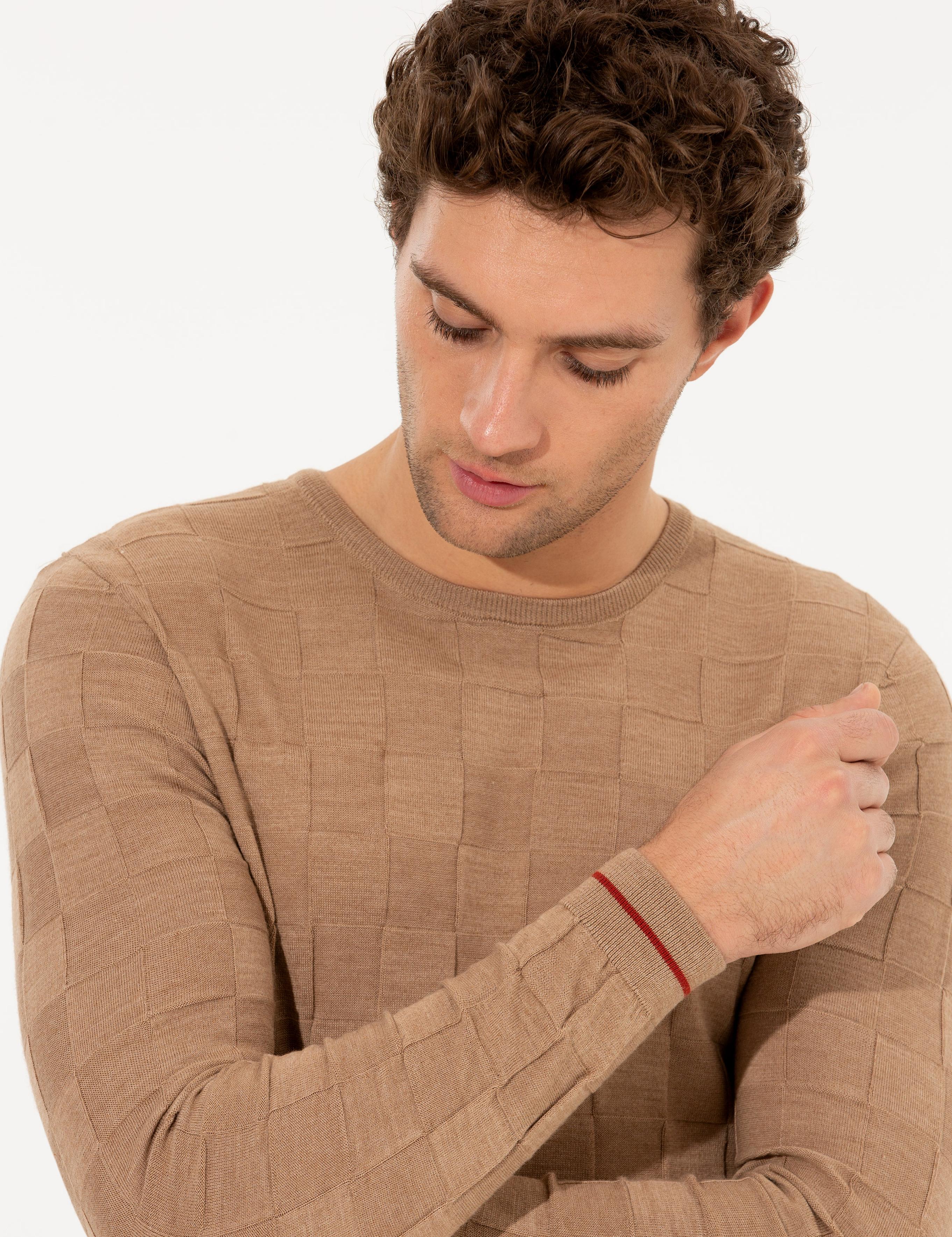 Camel Slim Fit Bisiklet Yaka Triko Kazak - 50258883016