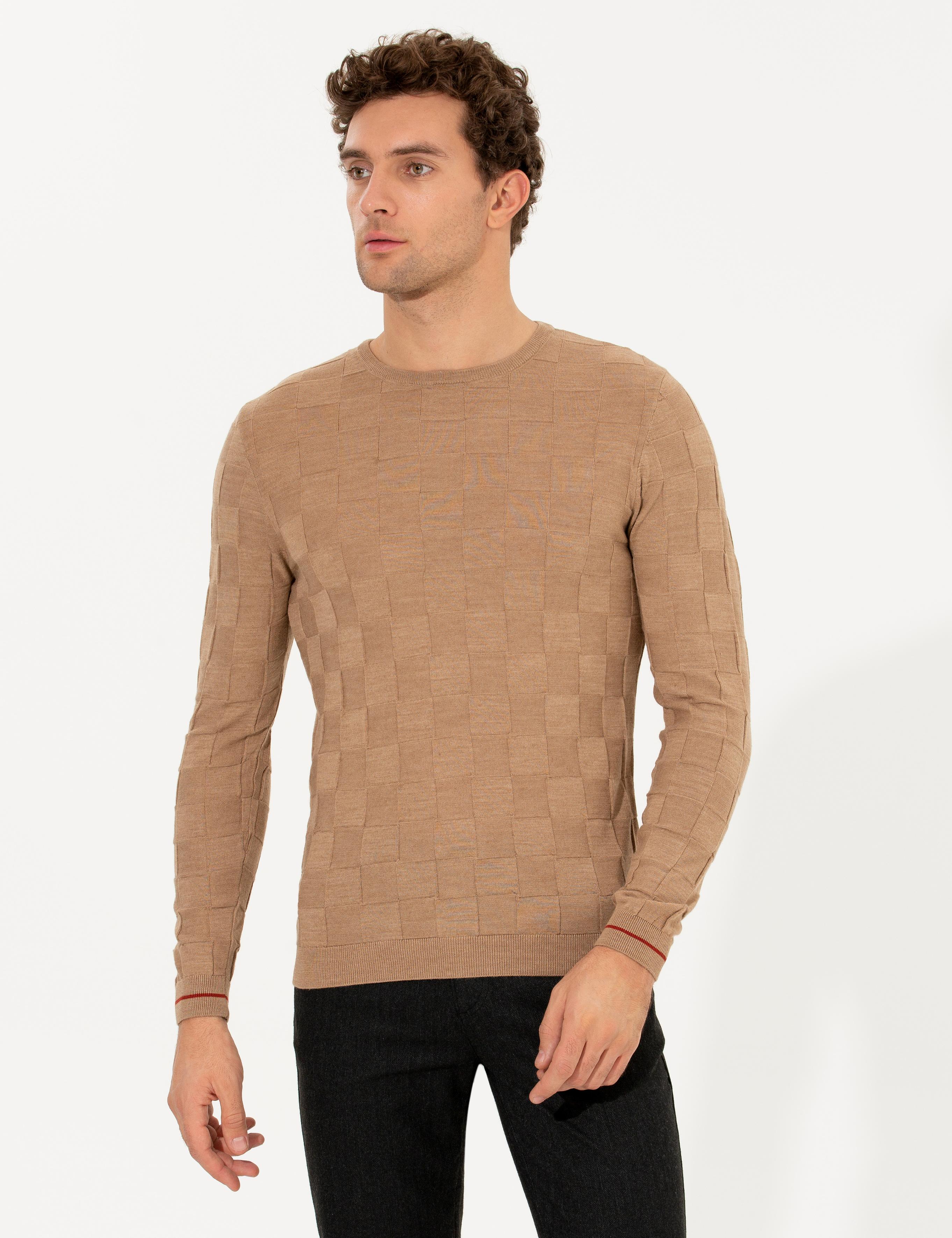 Camel Slim Fit Bisiklet Yaka Triko Kazak - 50258883016