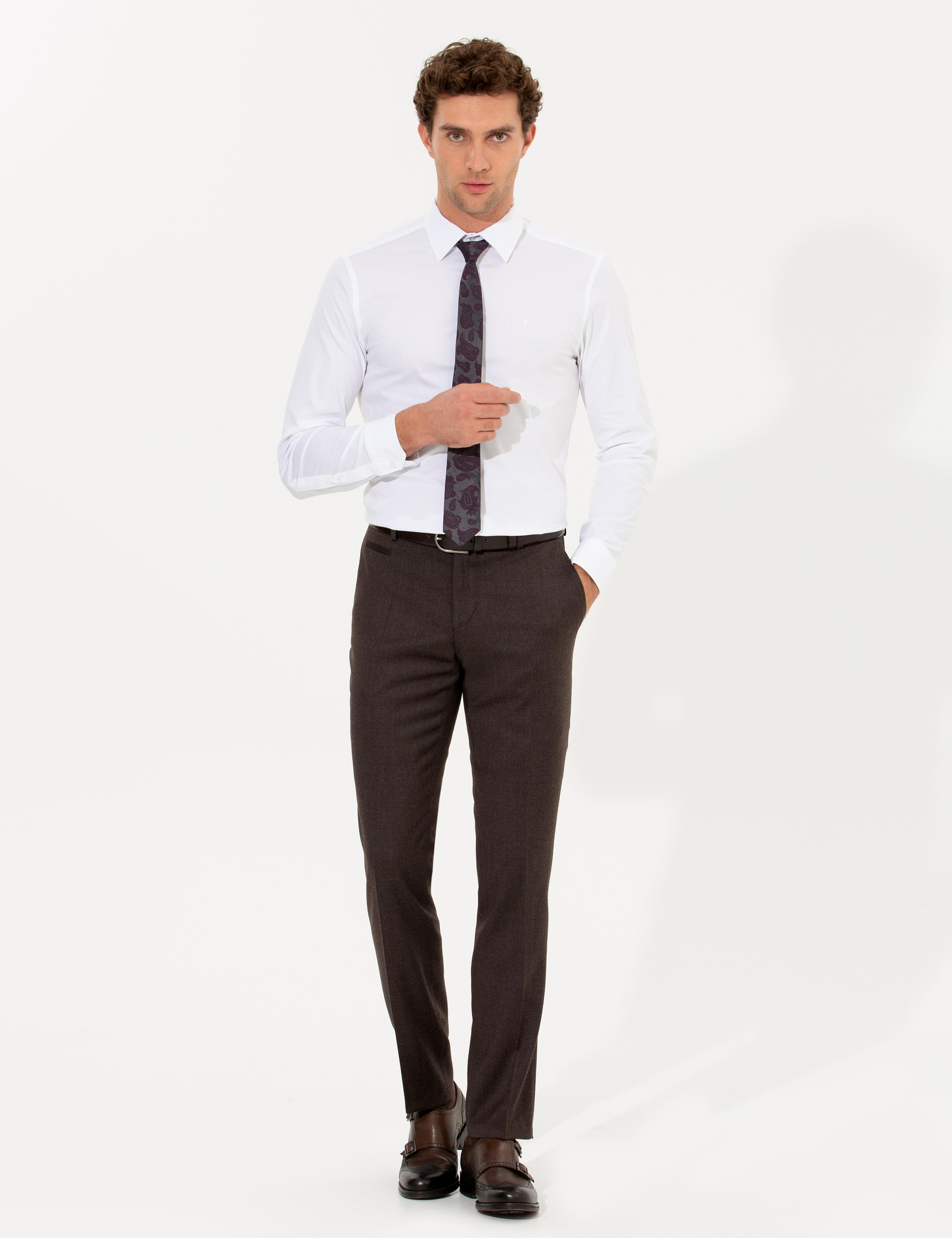 Kahverengi Slim Fit Kumaş Pantolon - 50259767040