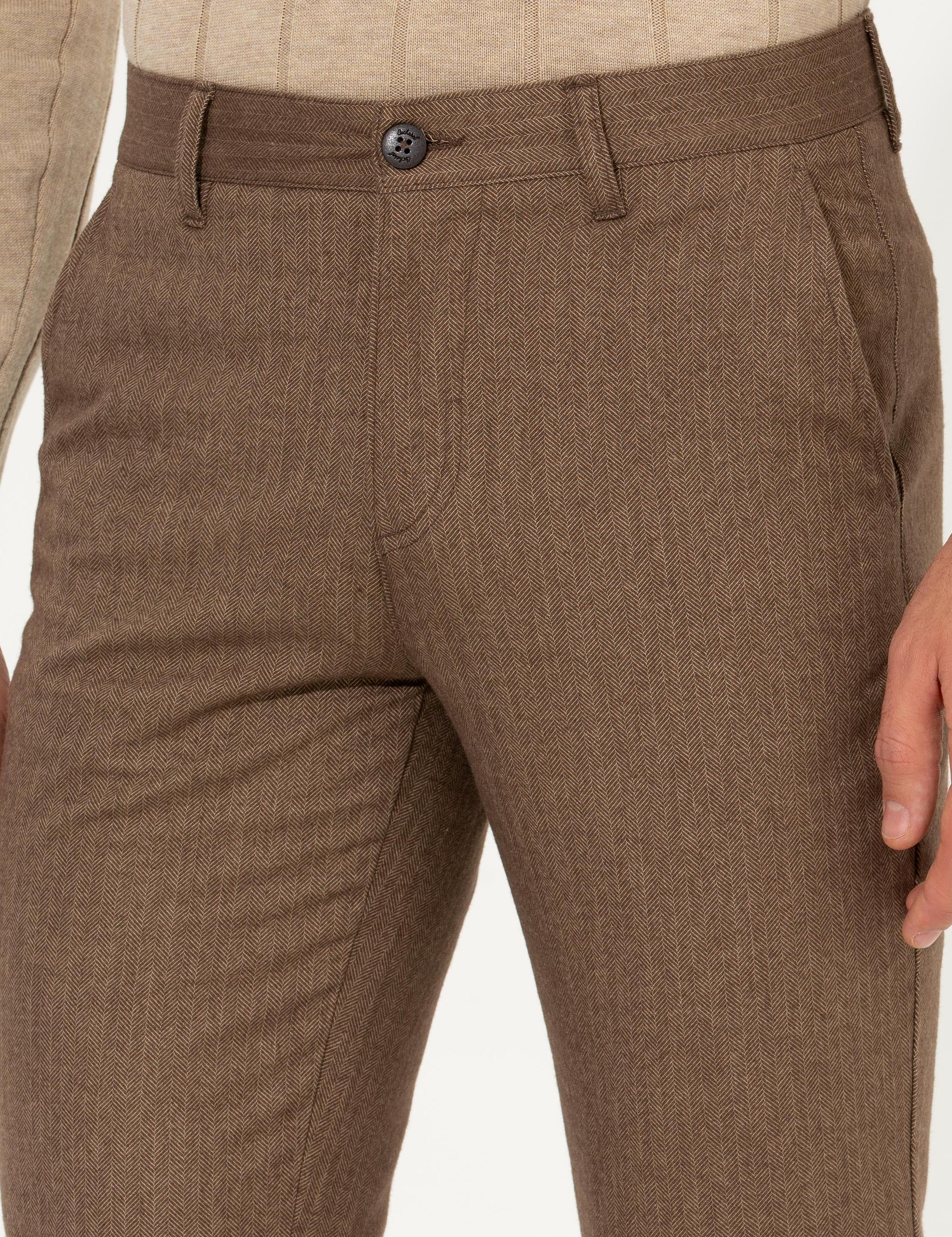 Kahverengi Slim Fit Kanvas Pantolon - 50258499003