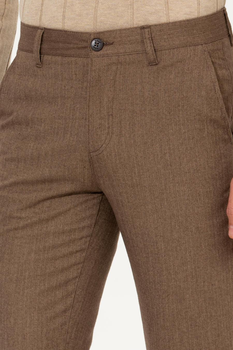 Kahverengi Slim Fit Kanvas Pantolon - 50258499003