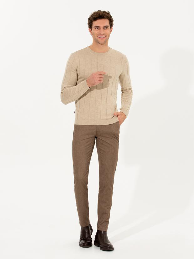 Kahverengi Slim Fit Kanvas Pantolon