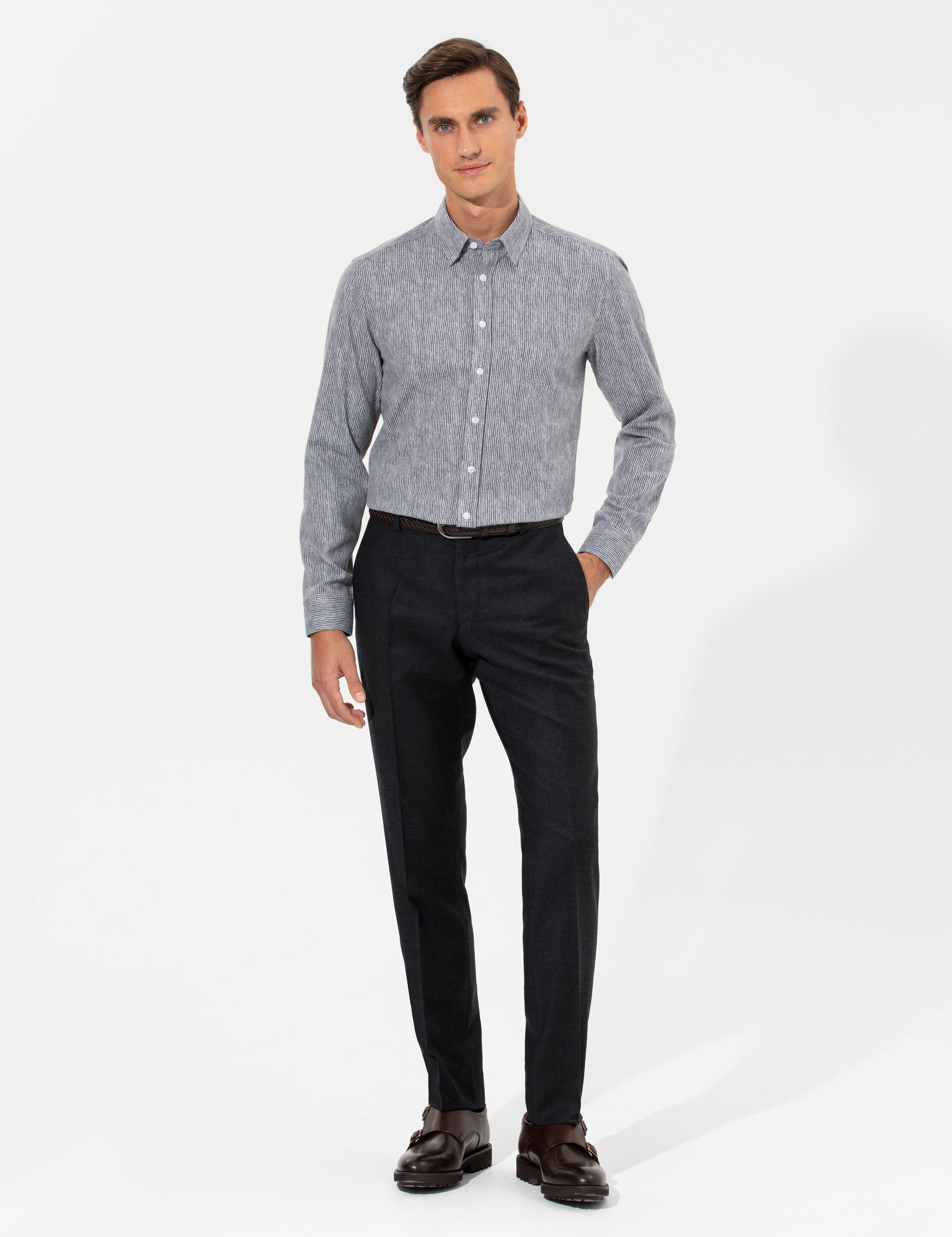 Lacivert Slim Fit Uzun Kollu Gömlek - 50255618115