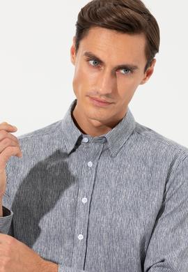Lacivert Slim Fit Uzun Kollu Gömlek