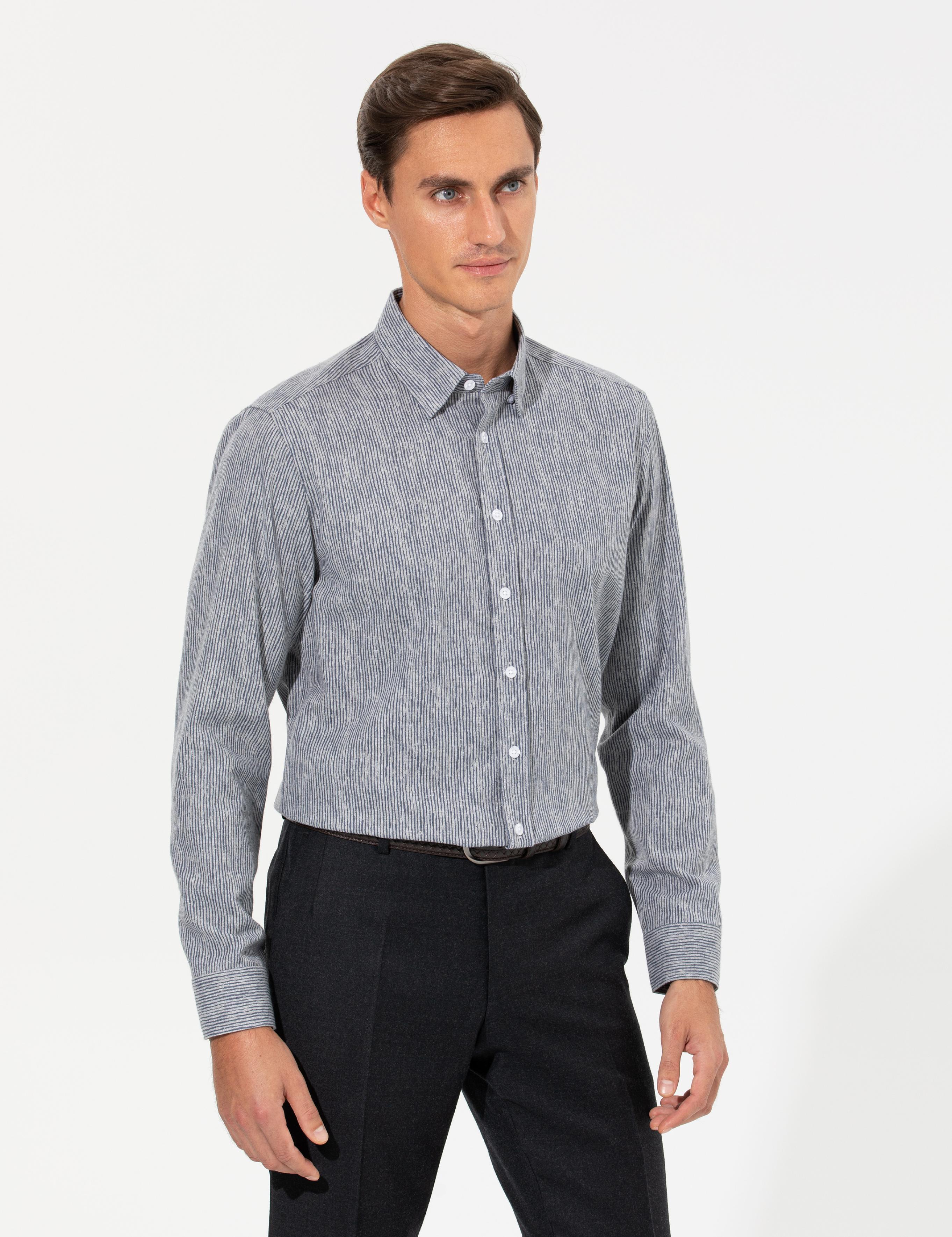 Lacivert Slim Fit Uzun Kollu Gömlek - 50255618115
