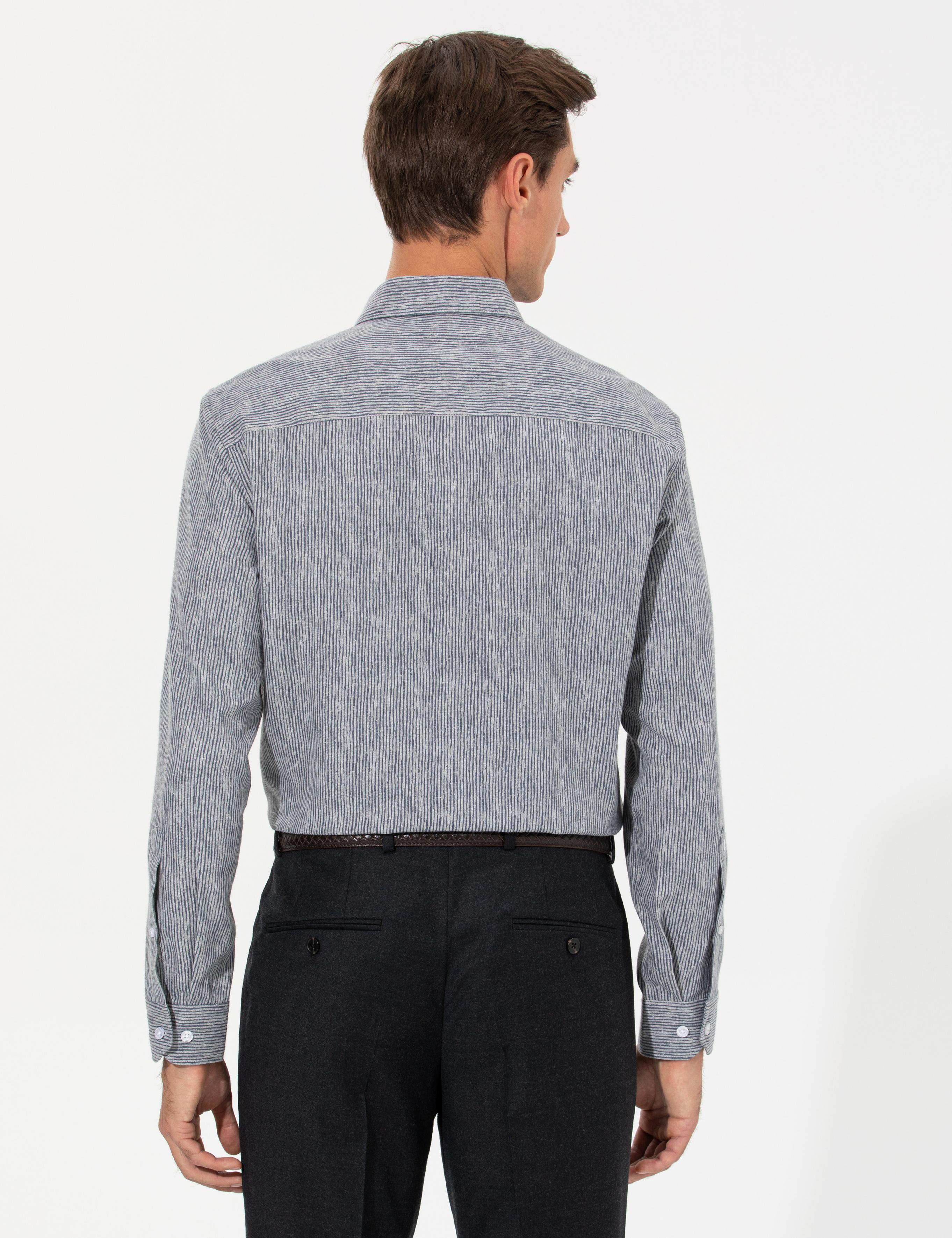 Lacivert Slim Fit Uzun Kollu Gömlek - 50255618115