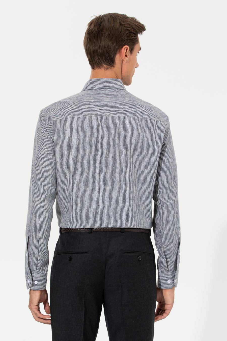 Lacivert Slim Fit Uzun Kollu Gömlek - 50255618115