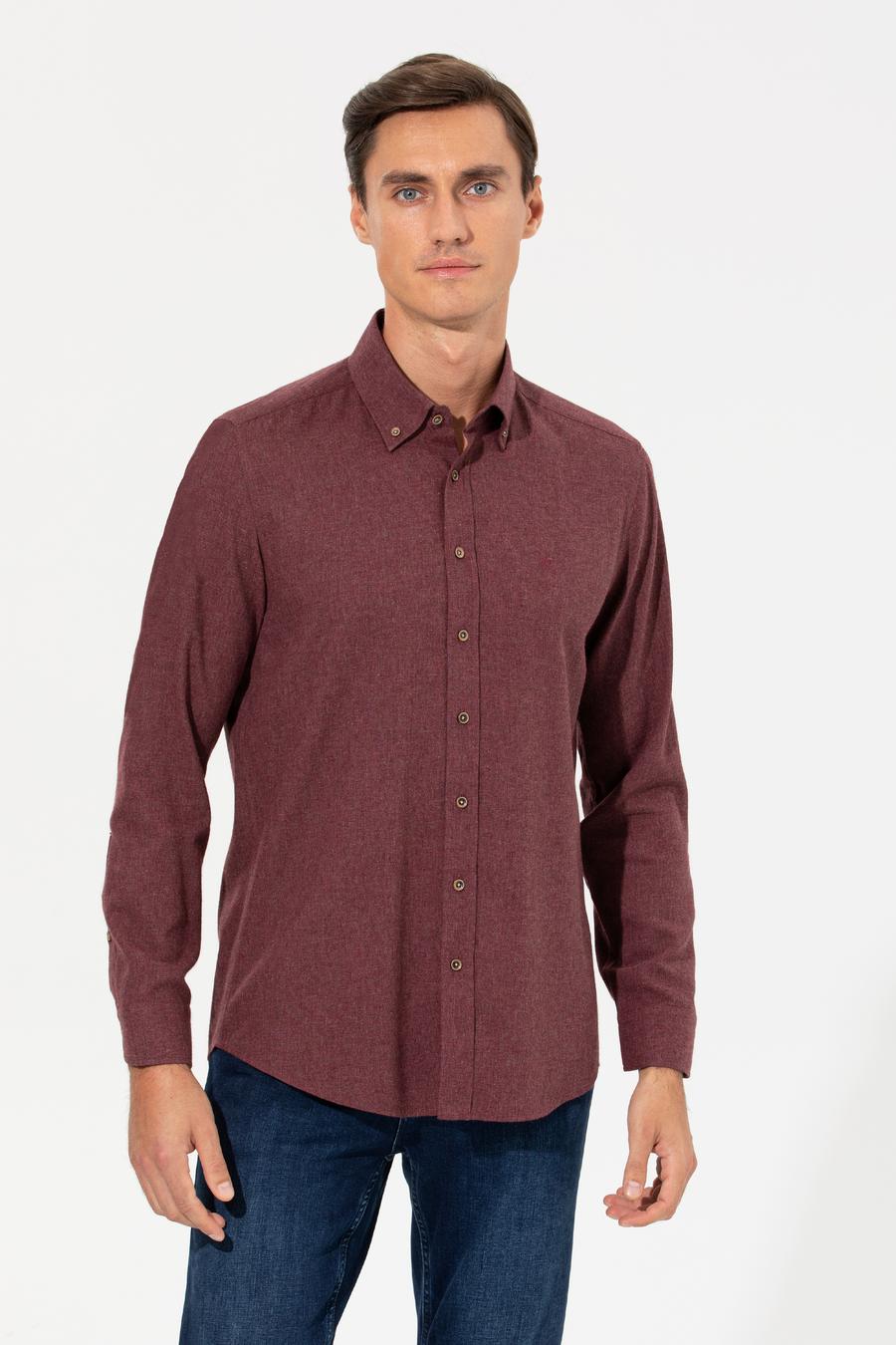 Bordo Slim Fit Uzun Kollu Gömlek - 50256919207