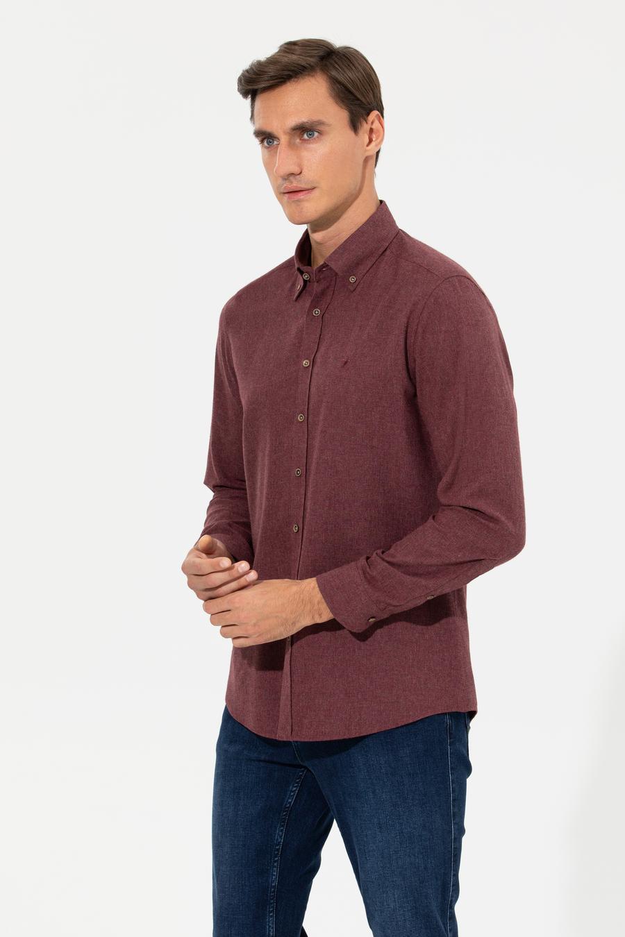 Bordo Slim Fit Uzun Kollu Gömlek - 50256919207