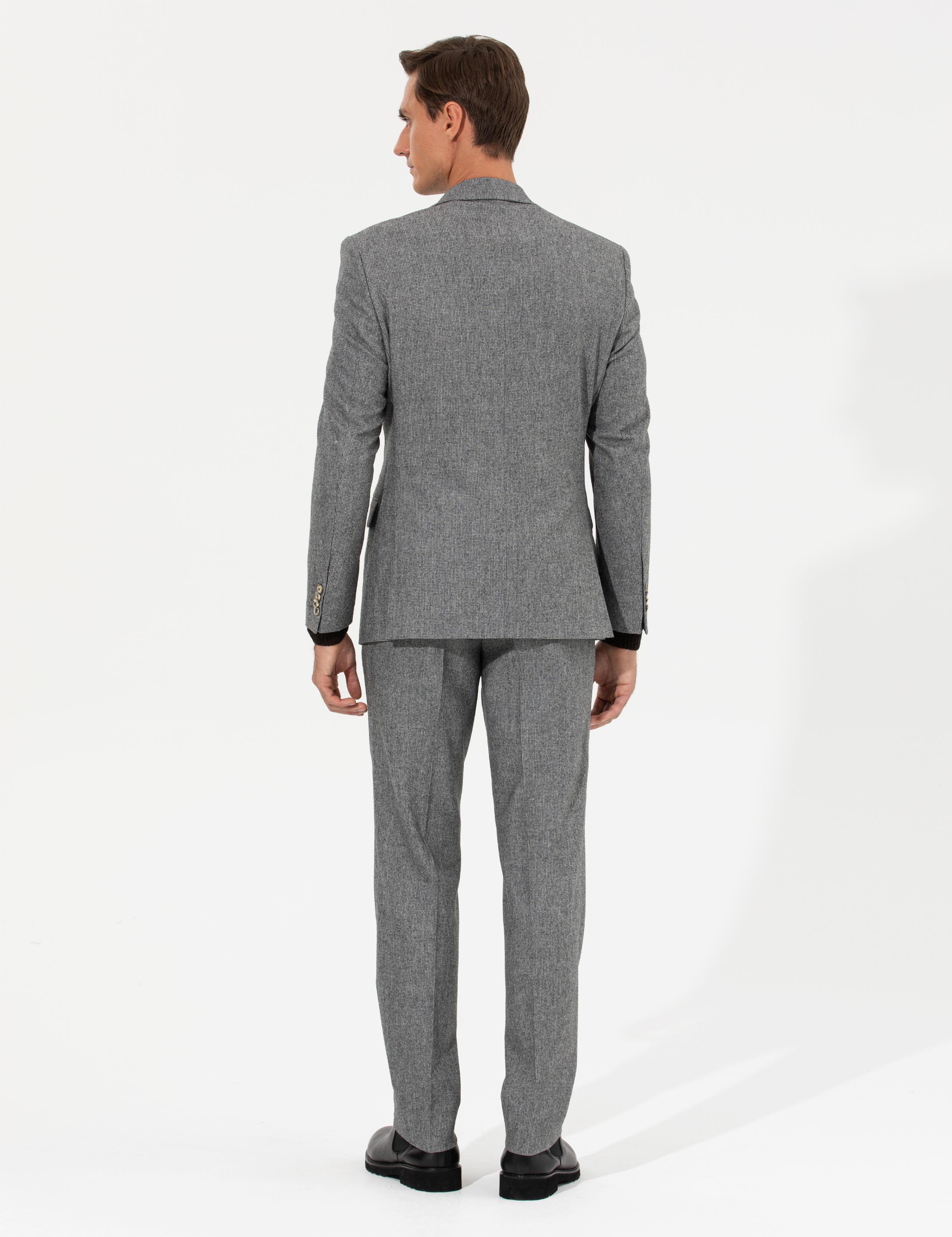 Antrasit Slim Fit Mikro Desenli Yün Karışımlı Kumaş Pantolon - 50255517015