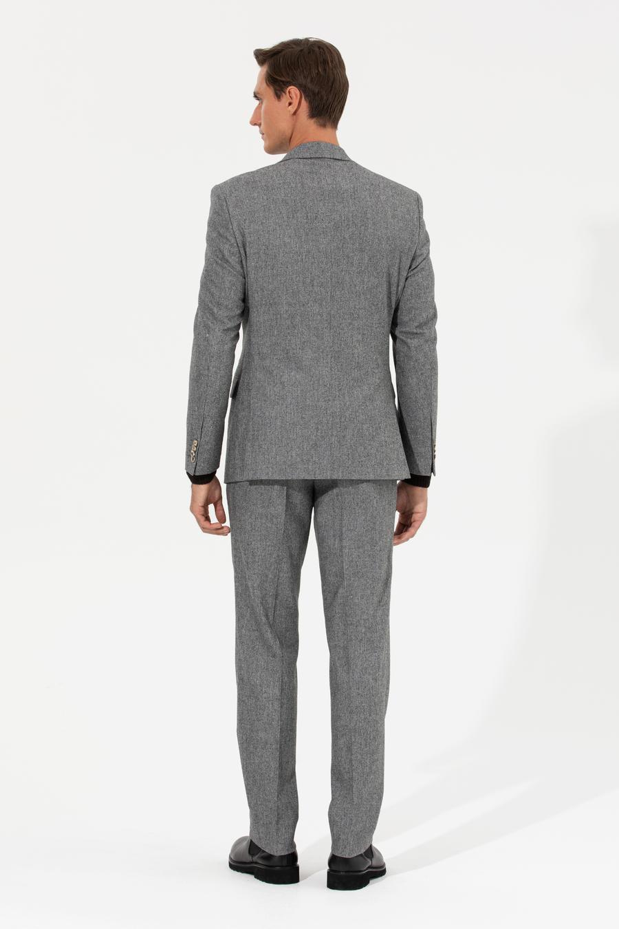 Antrasit Slim Fit Mikro Desenli Yün Karışımlı Kumaş Pantolon - 50255517015