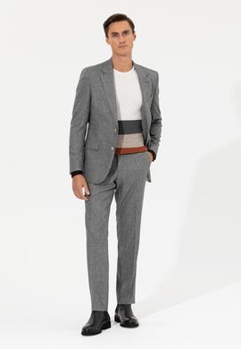 Antrasit Slim Fit Mikro Desenli Yün Karışımlı Kumaş Pantolon