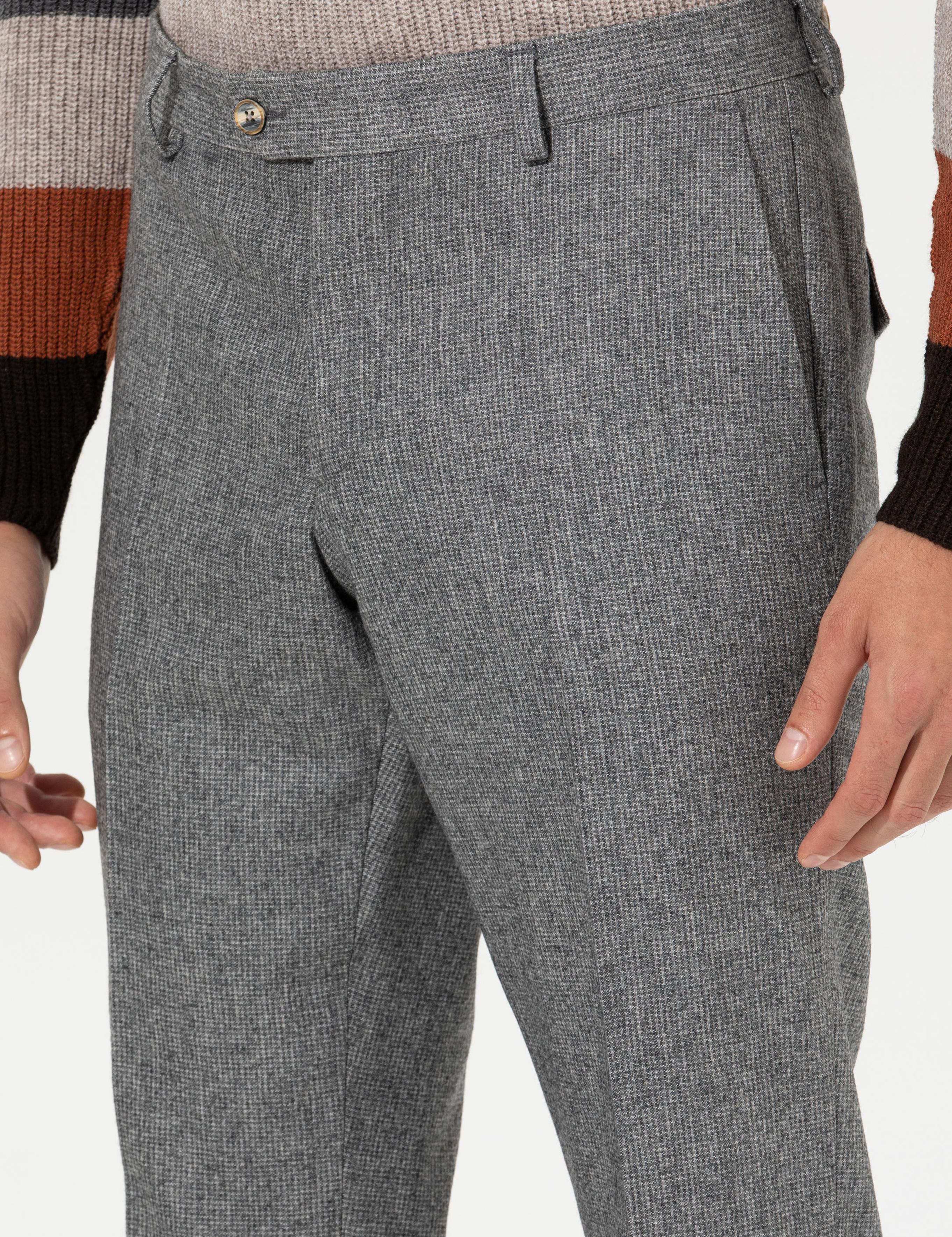 Antrasit Slim Fit Mikro Desenli Yün Karışımlı Kumaş Pantolon - 50255517015
