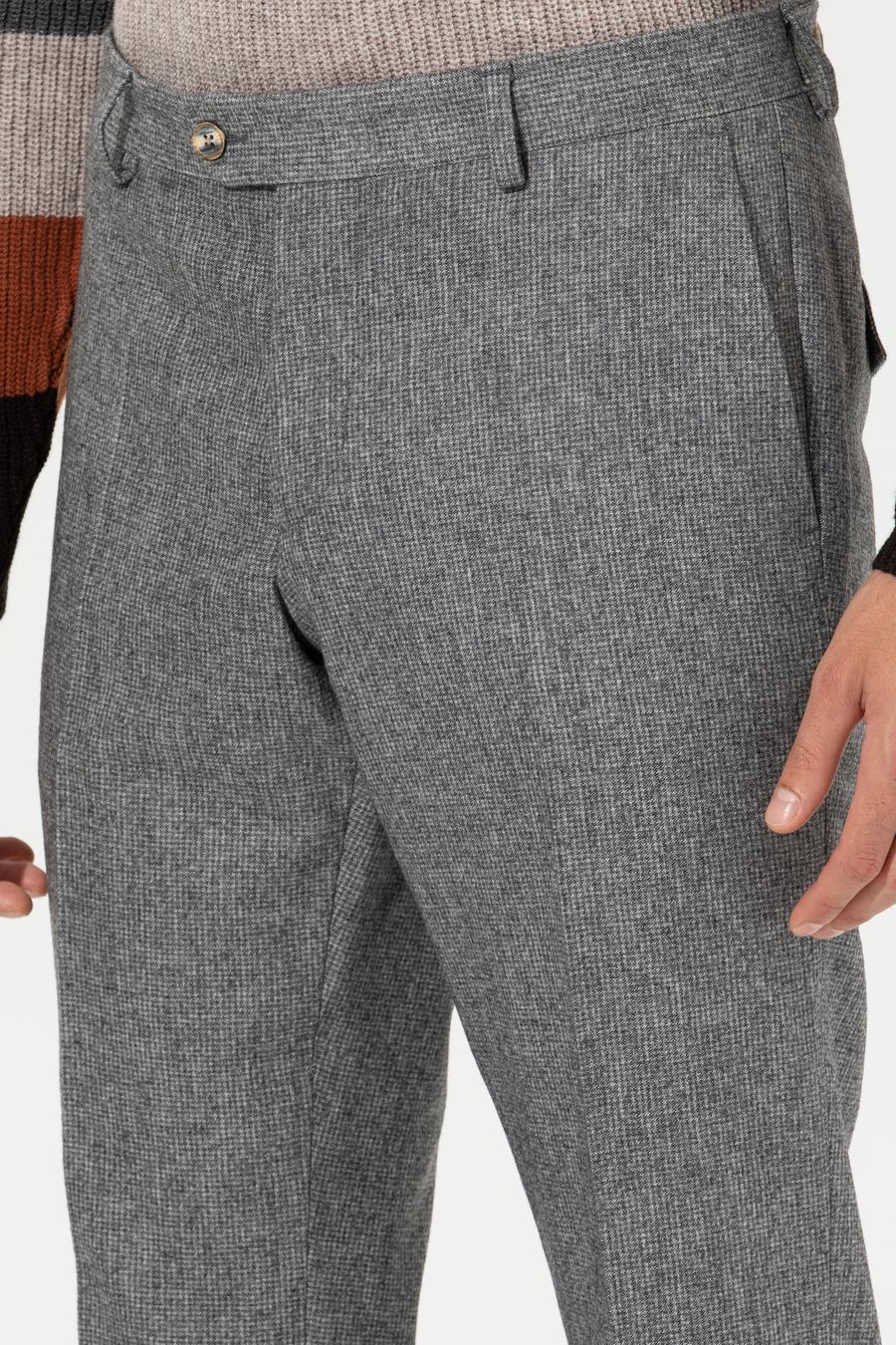 Antrasit Slim Fit Mikro Desenli Yün Karışımlı Kumaş Pantolon - 50255517015