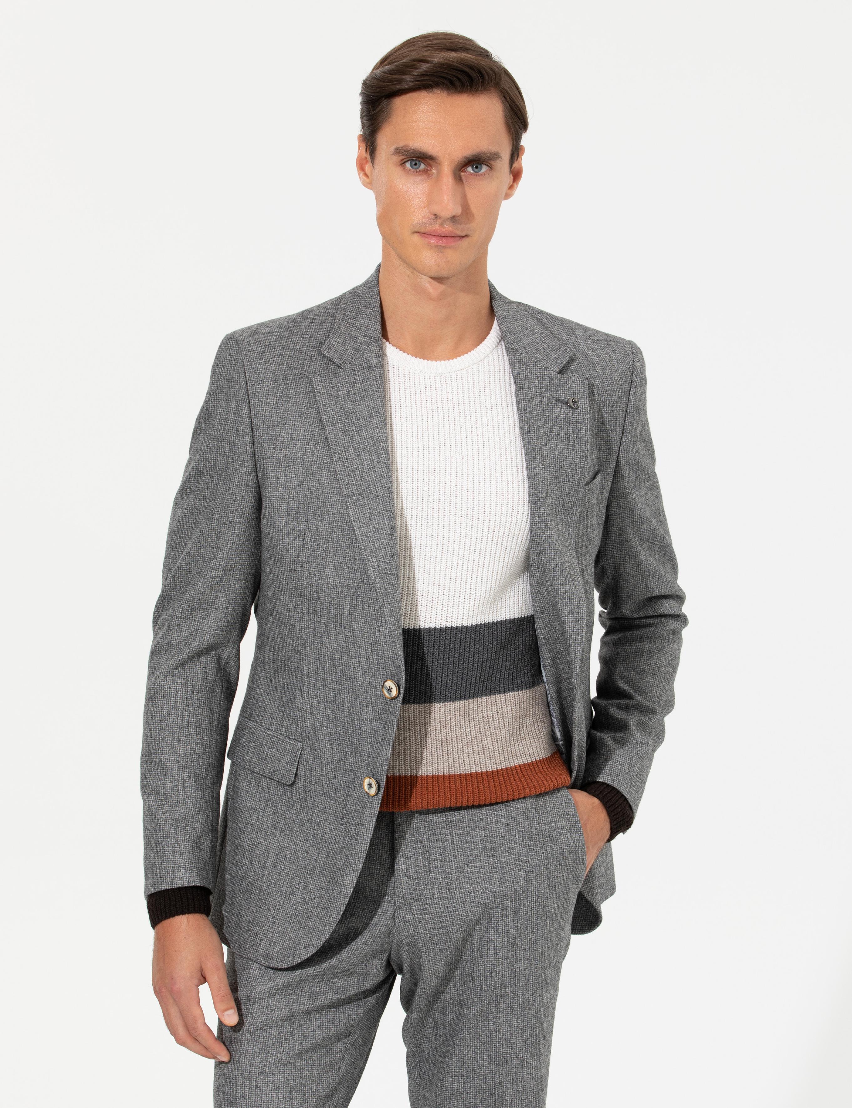Antrasit Slim Fit Ceket - 50255909008
