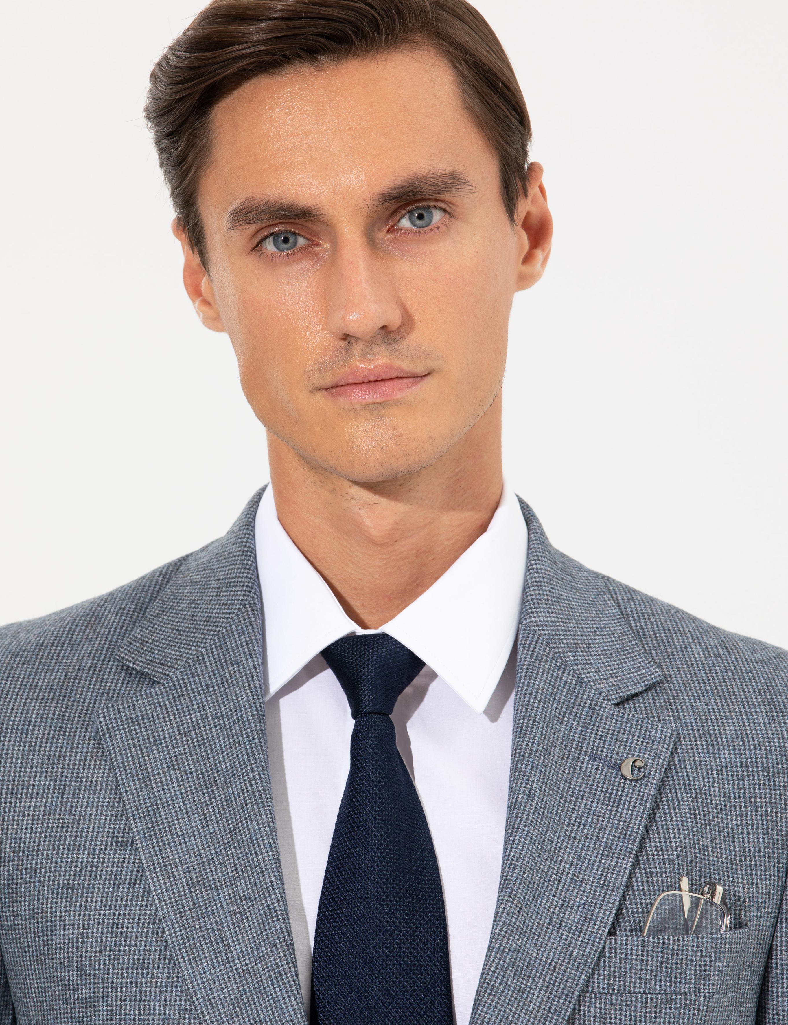 İndigo Slim Fit Yün Karışımlı Kazayağı Ceket - 50255909077