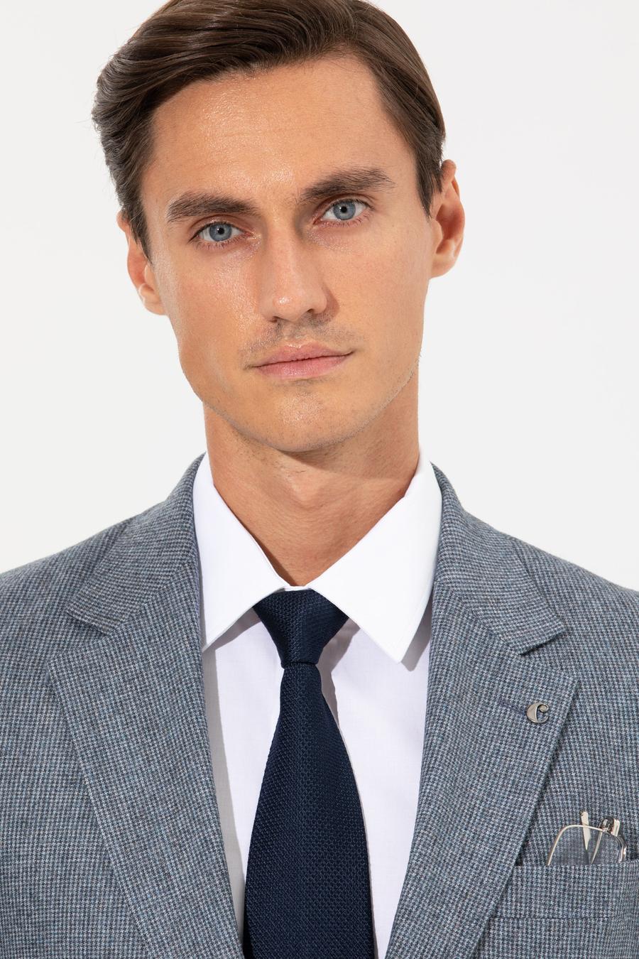 İndigo Slim Fit Yün Karışımlı Kazayağı Ceket - 50255909077