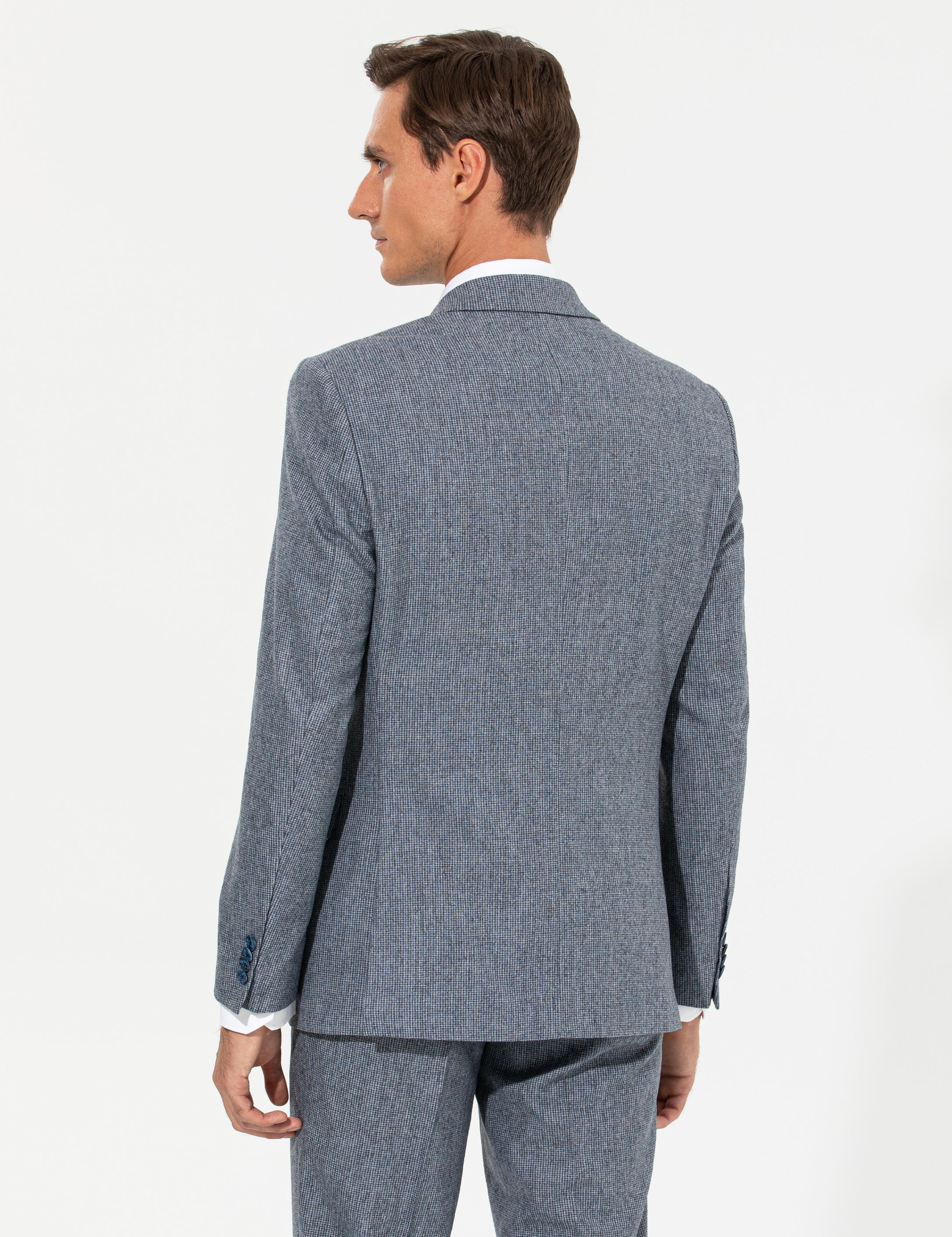İndigo Slim Fit Yün Karışımlı Kazayağı Ceket - 50255909077