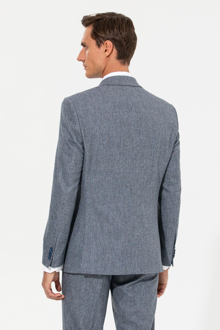 İndigo Slim Fit Yün Karışımlı Kazayağı Ceket - 50255909077