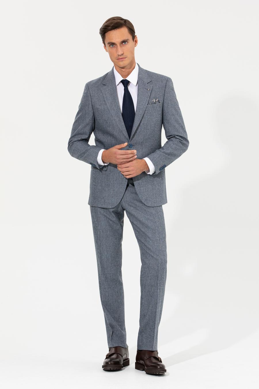 İndigo Slim Fit Yün Karışımlı Kazayağı Ceket - 50255909077