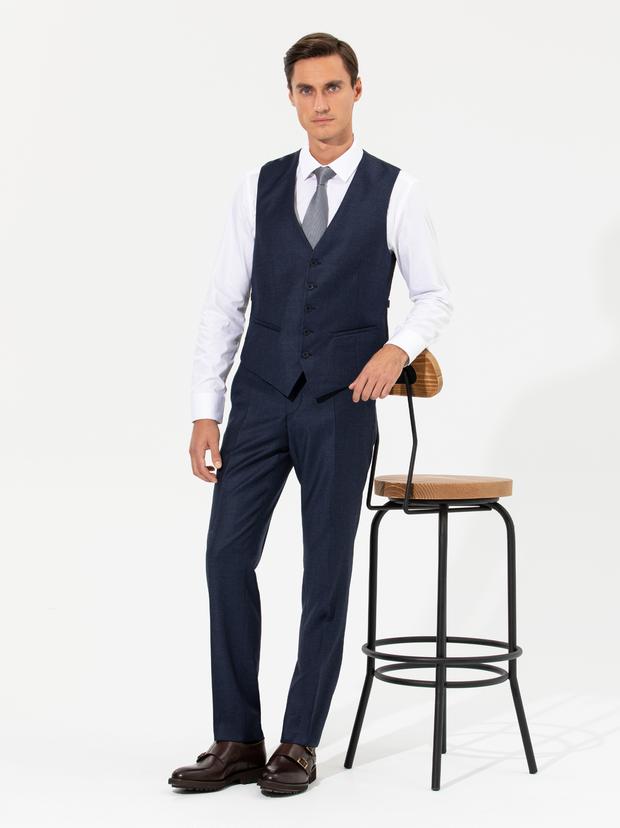Lacivert Slim Fit Yelek