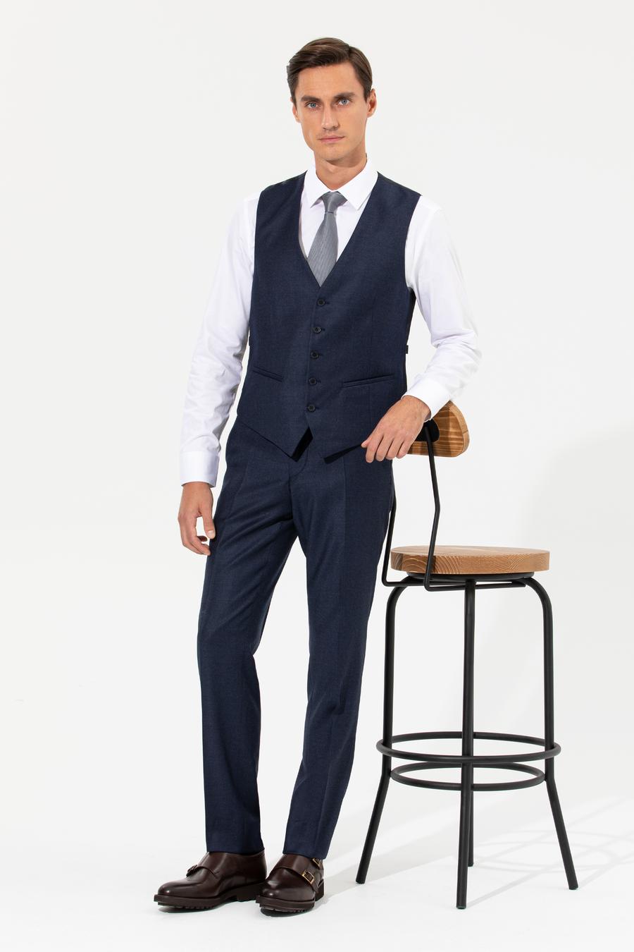 Lacivert Slim Fit Yelek - 50257927006