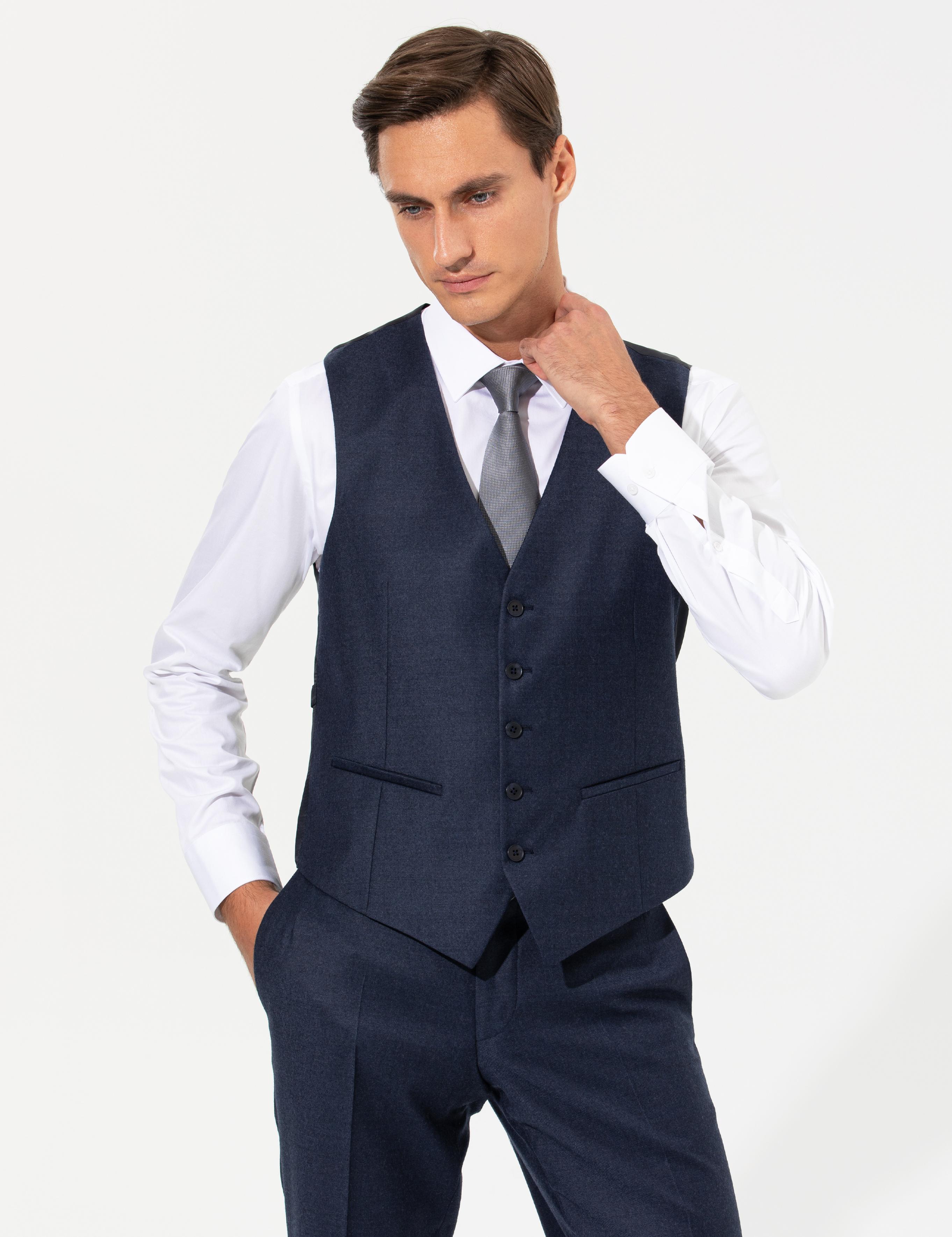 Lacivert Slim Fit Yelek - 50257927006