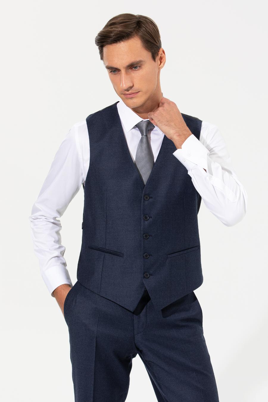Lacivert Slim Fit Yelek - 50257927006